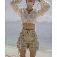 ราคา ใหม่! เสื้อแขนยาว ลินิน Mitr เนื้อผ้าดีมาก แขนผูก เสื้อผูกเอว (3659291512)