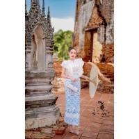 ราคา Lชุดไทยประยุกต์ เสื้อแขนระบาย+ผ้าถุงสำเร็จพิมพ์ลายไทย ป้าย Si-am (42521876677)