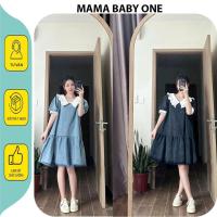 ราคา ยีนส์ชุดคลุมท้อง ผ้ายีนส์นุ่มลื่น X227 -ชุดคลุมท้องสํานักงานฤดูร้อนที่มีรูปร่างตุ๊กตาบาบายและปกบัวสีขาวหรูหรา (43605938115)