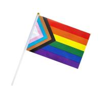 ราคา ธงมือถือ New Inclusive Transgerder ธงสีรุ้ง ธงสายรุ้ง หลากสี ก้านพลาสติก LGBT LGBTQ PRIDE Rainbow Hand Waver Flag (28950420686)