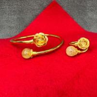 ราคา กำไลแชกงหมิว กำไลหินไหมทองแท้ 100% กังหันแชกงหมิวประดับเพชรCZ พร้อมแหวนดูดทรัพย์ ปรับขนาดได้ (24611334635)