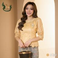 ราคา เสื้อลูกไม้ เสื้อออกงาน ชุดไปวัด ผ้าถุง ชุดทำบุญ ผ้าลูกไม้ เสื้อลูกไม้ฝรั่งเศส เกรดพรีเมี่ยม (ทองอร่าม) (21076405975)