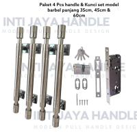 ราคา แพ็คเกจประหยัด 4 ชิ้น + ชุดล็อคมือจับประตูบาร์เบลทรงกลม 45 ซม. 60 ซม. ประตูบ้านดึงมือจับประตูสแตนเลส (56451336224)