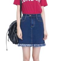 ราคา Skirt301 กระโปรงยีนส์ผู้หญิงสไตล์เกาหลี ผ้ายีนส์ยืดแต่งชายรุ่ย (6026916091)