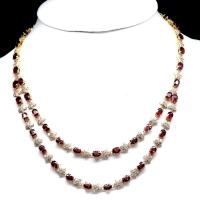 ราคา สร้อยคอพลอยแท้ โกเมนชมพู 5 x 7 mm. และ เพทายขาว เงินแท้ 925 ชุบทอง 18K (29974053216)