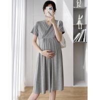 ราคา ( ผ้านิ่ม ) ชุดเดรสคลุมท้อง ผ้ายืดเรย่อน AA3458 (16539036717)