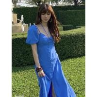 ราคา Dress เดรส Pomelo size S สีน้ำเงิน ชุดไปเที่ยว เดรสยาว ชุดไปทะเล ชุดไปคาเฟ่ (9925592506)
