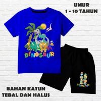 ราคา KATUN ชุดสูทแขนสั้นสําหรับเด็กชายและเด็กหญิงอายุ 6 เดือน - 10 ปี ไดโน ไดโน ไดโนเสาร์ โมติฟ เนื้อผ้าฝ้ายพรีเมี่ยม 2 ชิ้น สกรีน DTF กางเกงสีดํา (42214771089)