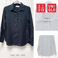 ราคา Uniqlo เสื้อเชิ้ต ลินิน แขนยาว สีดำ ลายจุด (7986486849)