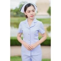 ราคา พร้อมส่ง**เฉพาะเสื้อ**คอเทเลอร์มนแขนสั้น ผ้าวาเลนติโน่ ขาวโอโม่ ชุดพยาบาลสำเร็จรูป ชุดพยาบาลร้านอ๋อง (6095443690)