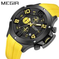 ราคา Megel MEGIR นาฬิกาผู้ชายมัลติฟังก์ชั่น Chronograph กีฬานาฬิกาควอทซ์เทปซิลิโคนขายร้อน 8115 (56802891092)