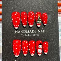 ราคา [ทําด้วยมือบริสุทธิ์] Red Rhyme Snow Elf Handmade สวมใส่เล็บ High-End เล็บไวท์เทนนิ่งเล็บแพทช์ขายส่ง (47402836025)