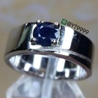 ราคา แหวนปลอกมีด แหวนเงินแท้ ชุบทองคำขาว พลอยไพลินแท้ YTG-2716 (6841069970)