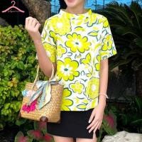 ราคา เสื้อผู้หญิง Nujaree Closet ผ้าคอตตอน ลายดอกไม้ คอปาด (22870007394)