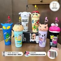 ราคา [พร้อมส่ง] แก้วสแตนเลส ชินจังฝาโดม พร้อมหลอด+ปิดจุก เคลือบหนา5ชั้น 600ML แก้วเก็บความเย็น แก้วเยติ (28252830715)