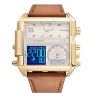 ราคา นาฬิกาผู้ชายแฟชั่น นาฬิกาผู้ชายทหาร Chronograph นาฬิกาดิจิตอล นาฬิกาหนังสี่เหลี่ยมผืนผ้า นาฬิกาข้อมือควอตซ์ (4538290597)