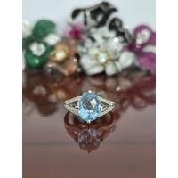 ราคา แหวนเงินพลอยแท้ 925 Silver Ring 925 BlueTopaz Stone น้ำหนักโดยประมาณ 3.5 กรัม (49201163615)