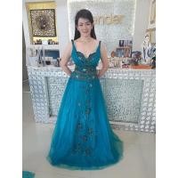 ราคา ชุดราตรีกระโปรงยาว สีฟ้าเขียว (10211547148)