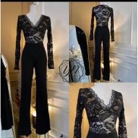 ราคา จั้มสูทขายาว แขนซีทรูลูกไม้ งานป้าย La belle มือ 2 ใส่ไป 1 ครั้ง (28325054627)