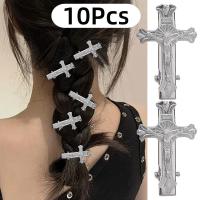ราคา 4/10 ชิ้น Retro Gothic โลหะ Barrette - Y2K Duckbill กิ๊บติดผม - Dark Cross Shape Headdress อุปกรณ์เสริม (43554623657)