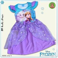 ราคา ชุดเดรสเอลซา&แอนนาลิขสิทธิ์แท้ชุดแซกเจ้าหญิงเอลซ่า&แอนนา Frozen Disney สีฟ้าม่วงสวย แต่งด้วยผ้าตาข่ายลายดาว (5468211931)