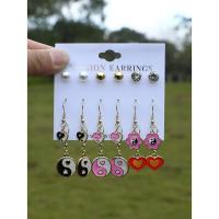ราคา ต่างหู ตกแต่งด้วยรูปหยินและหยาง 9ชิ้น (15974366204)