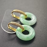 ราคา ต่างหูหยกโดนัท สีเขียวกรีนเเอปเปี้ล Jade Jadeite Type A (41924892471)