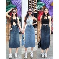 ราคา กระโปรงยีนส์ผ้าหน้า ยีนส์ไม่ยืด เอวสูงประมาณสะดือ ทรงสวย ใส่สบายๆ ทรงไม่ย้วย (26901854552)