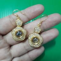 ราคา ต่างหูกังหันแชกงหมิว สีทองล้อมเพชร ใบพัดสีเงิน ใบพัดหมุนได้ (2318261848)