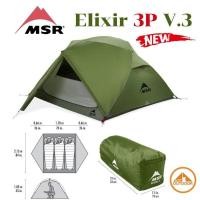 ราคา MSR Elixir 3p V.3 Backpacking Tent New 2025 เต้นท์เดินป่าขนาด 3 คน เสาอลูมิเนียมพร้อม Footprint (27528830182)