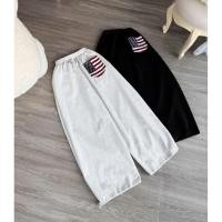 ราคา กางเกงขากว้างผ้าสักหลาดจีนหนาพร้อมสายรัดใหญ่พิมพ์ลายธงชาติอเมริกันด้านหลังกระเป๋า-กางเกงธงชาติอเมริกัน (44501759915)