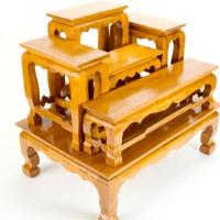 ราคา โต๊ะหมู่บูชา หมู่ 5 หน้า 5 นิ้ว โต๊ะวางพระ ไม้สักทองแท้100% โต๊ะหมู่ (6317490369)