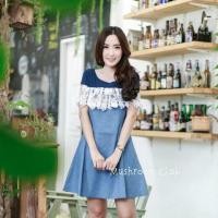 ราคา เดรสยีนส์ แต่งระบาย ลูกไม้ (97128696)