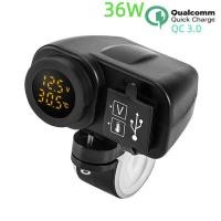 ราคา Qc3.0 USB Quick Charge Temperature Display Motorcycle Phone Charger 12V 24V Cigarette Lighter Adapter Socket (25324981923)