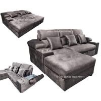 ราคา โซฟาเบด L-Shape ปรับนอน + ที่วางแก้ว + ช่องเก็บของในตัวโซฟา250-300 cm ดึงนอน พนักพิงหลังปรับได้ (26816241110)