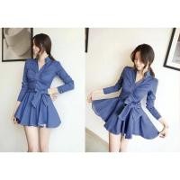 ราคา (รหัสKK)เดรสยีนส์แขนยาว เสื้อยีนส์แขนยาว กระโปรงยีนส์ งานมือ 1 ป้ายห้อย (14992445548)