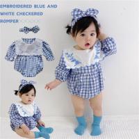 ราคา ชุดรอมเปอร์ แขนสั้น ปักลาย ลายสก๊อต สีฟ้า สีขาว สไตล์เจ้าหญิง เหมาะกับฤดูร้อน สําหรับเด็กทารก (24823285887)