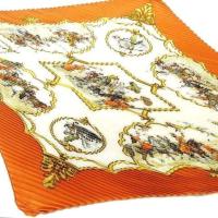 ราคา Hermes Beautiful Pleated Carre 140 Mughal Dynasty Horse Silk Scarf U180 Direct from Japan Secondhan (29004422628)