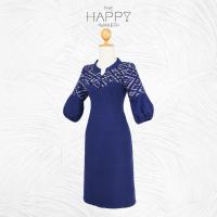 ราคา [แบรนด์ไทย] เดรสผ้าฝ้ายทอมือแท้ปขนบอลลูน สีกรมท่า สีคราม ชุดทำงานผ้าไทยไม่เชย ชุดผ้าไทยไม่แก่ (41608392980)
