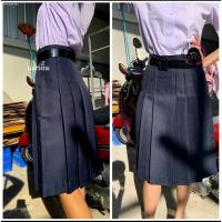 ราคา ✈ஐกระโปรงนักเรียนทรงแคบ สีกรม (กรมเข้ม) ผ้ามันลีวาย ตราแมวยิ้ม ทรงตรง *กระเป๋าข้าง* ชุดนักเรียนหญิง มัธยม ม.ต้น ม.ปลาย (10482160345)