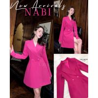 ราคา Code :: N-3463 เดรสสั้นสีชมพูบานเย็น เดรสทรงสูทสีชมพู งานป้าย Nabi (27707210338)