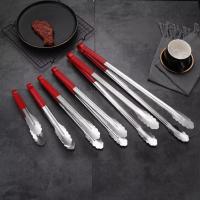 ราคา เมราห์ สแตนเลสแหนบอาหารหนา ที่จับซิลิโคนสีแดง แหนบอาหารในครัว ที่คีบอาหารบาร์บีคิว (25147491734)