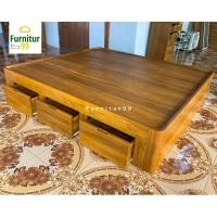 ราคา Furmitur99 เตียงนอนไม้สักทรงกล่อง มีช่องเก็บของ 3 ลิ้นชัก เตียง เตียงลิ้นชัก ไม้สัก เตียงนอน 5 ฟุต เตียง 6 ฟุต (17385360617)