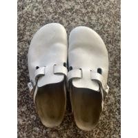ราคา (มือสอง ส่งฟรี) Birkenstock boston leather white (29317824837)