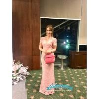 ราคา สอบถามทางช่องแชท #พร้อมเช่า ชุดราตรียาวลูกไม้ สีชมพู แขนสั้นกระโปรงเข้ารูป หรูหรา (7743521762)