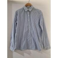 ราคา ELLEเสื้อเชิ้ตแขนยาวลายลงสีฟ้าขาวอก37ยาว26(งานมือสอง) (25708379989)