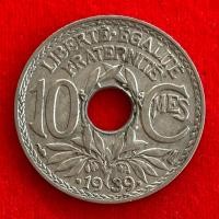 ราคา เหรียญฝรั่งเศส France 10 centimes ปี 1939 เหรียญต่างประเทศ (28421756040)
