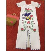 ราคา เดรสยาวสีขาวปักนก(งานปัก)Mป้าย Bo rich ta (9253031359)