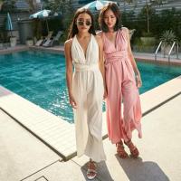ราคา Infinity jumpsuit - สีชมพูอ่อน สามารถพันได้หลายแบบ เอวสม็อค ความยาวจากช่วงเอวลงมา 40 นิ้ว (1092725277)