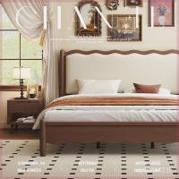 ราคา เตียงไม้เนื้อแข็งเตียงคู่เตียงฝรั่งเศสย้อนยุค1.5เมตรเตียงแต่งงานคลื่นนอร์ดิกที่เรียบง่ายถุงนุ่มเตียงโบราณเตียงห้องนอน ไม่ (41421628022)